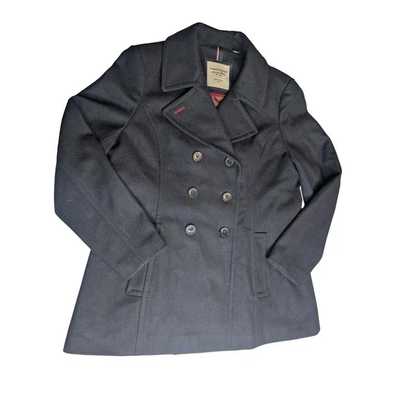 Tommy Hilfiger Wool Blend Pea Coat Jacket‎ Classic Black XL