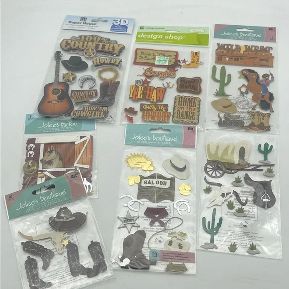 Western Theme Scrapbooking Supplies Stickers Embellishments Cowboy Equestrian