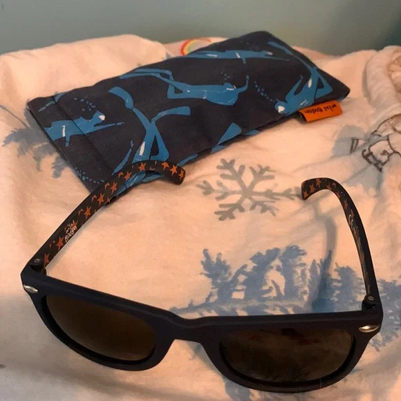 Mini Biden kids navy sunglasses w case