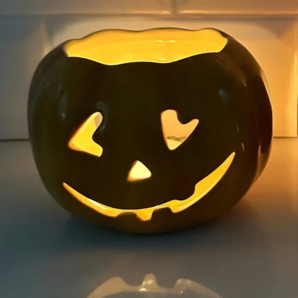 Williams Sonoma Orange Pumpkin Candle Holder