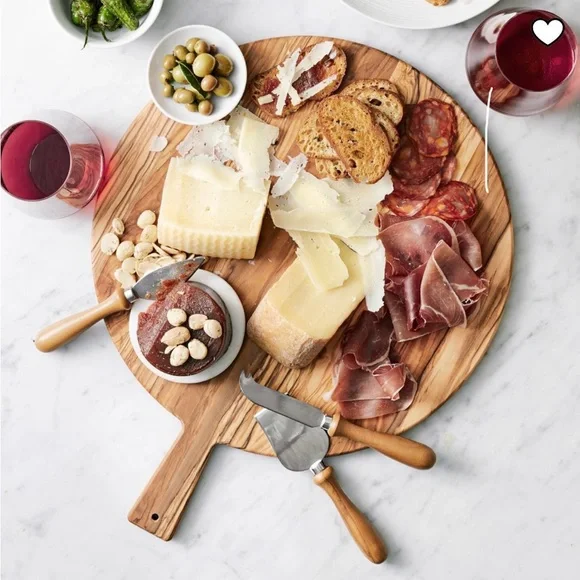 Williams Sonoma Olivewood Round Cheese Board, 22”