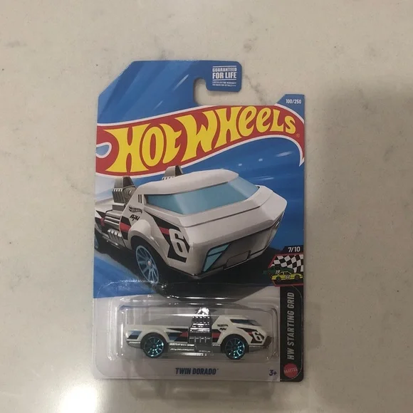 Mattel Hot Wheels Twin Dorado White and Blue Car