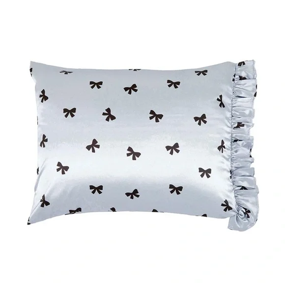 Bella Sleep Spa Ruffled Satin Pillowcase - Black Bows