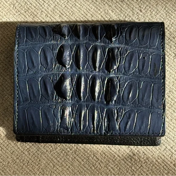 Genuine Croc Leather Wallet Dark Cobalt Color