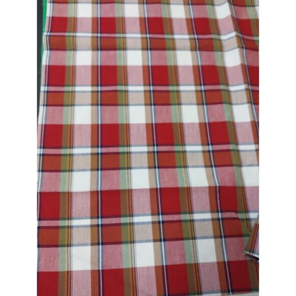 2 Pcs Red Plaid Cotton Fabric 3/4 YD and 1/2 Yard 45