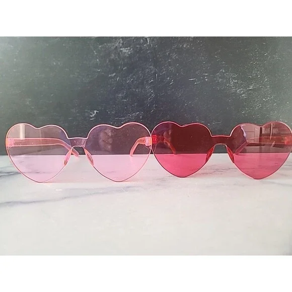 Heart-shaped Pink Plastic Sunglasses USED