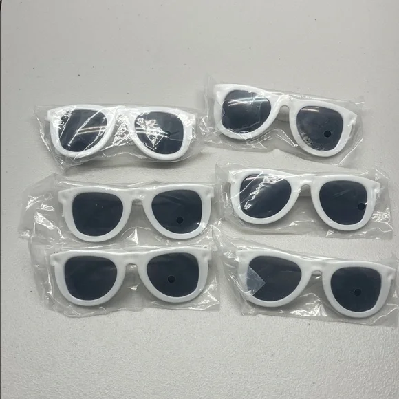 Sunglasses - Lot of 6 Pair - White Plastic - Beach Summer. New