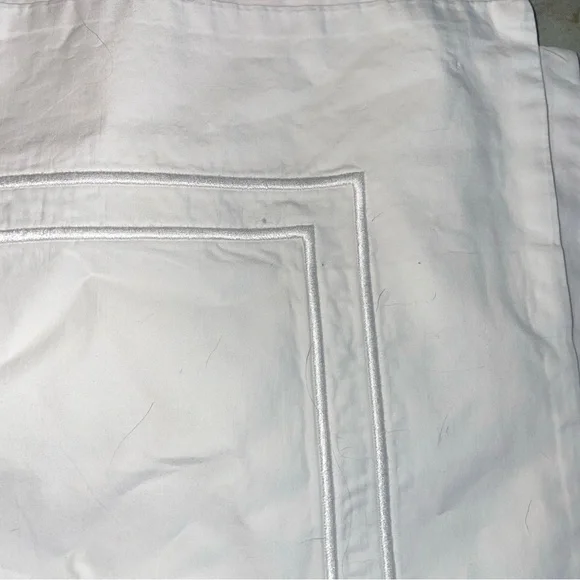 Williams Sonoma Home White Embroidered Border Cotton Euro Pillow Sham Italy Made