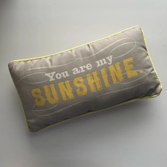 You are my sunshine lumbar accent pillow in gray and yellow