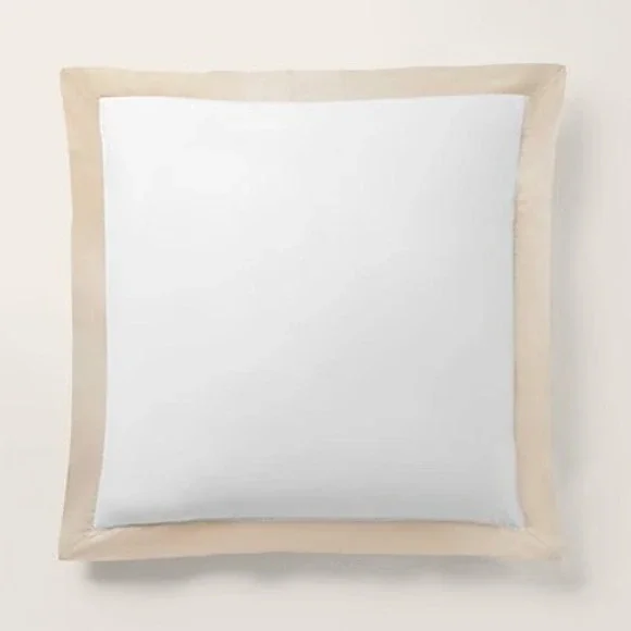 Ralph Lauren Organic Sateen Border European Sham Coastal Sand 26x26 Neutral NEW