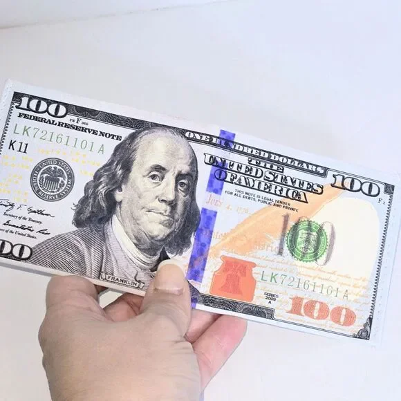 NOVELTY BI-FOLD WALLET Replicating a Realistic US $100 Bill NEW NWOT
