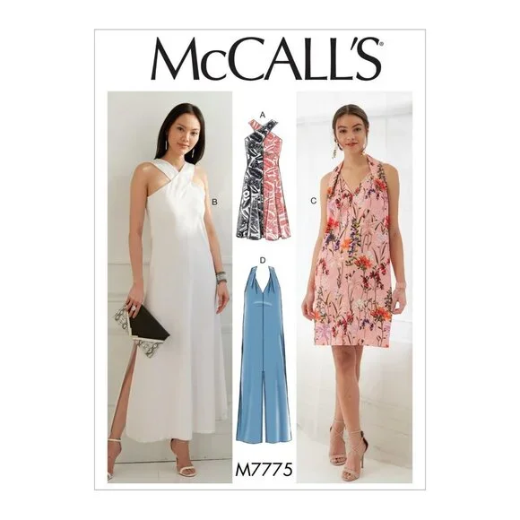 McCall's M7775 Dress Sewing Pattern Women Size 6-14 Halter‎ Maxi Mini Slit Easy