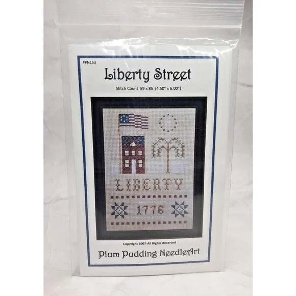 Plum Pudding NeedleArt Cross Stitch Pattern Liberty Street 4.5x6 Sampler