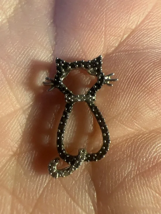 0.33 Carat (Ctw) 10K White Gold Round Black & White Diamond Cat Pendant 1/3 CT