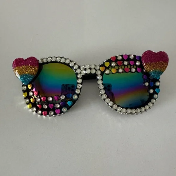Handmade Colorful Heart Embellished Sunglasses