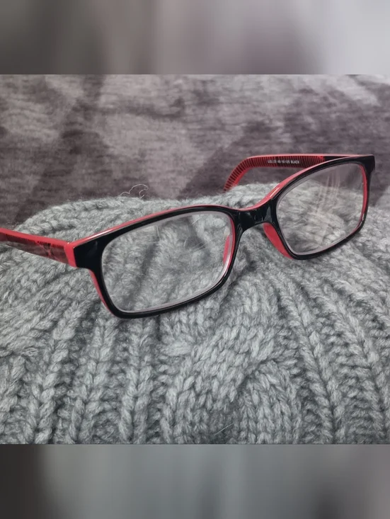 LOL- Black/Red Geometric Pattern Rectangular Kids Eyeglass Frames 46-16-125