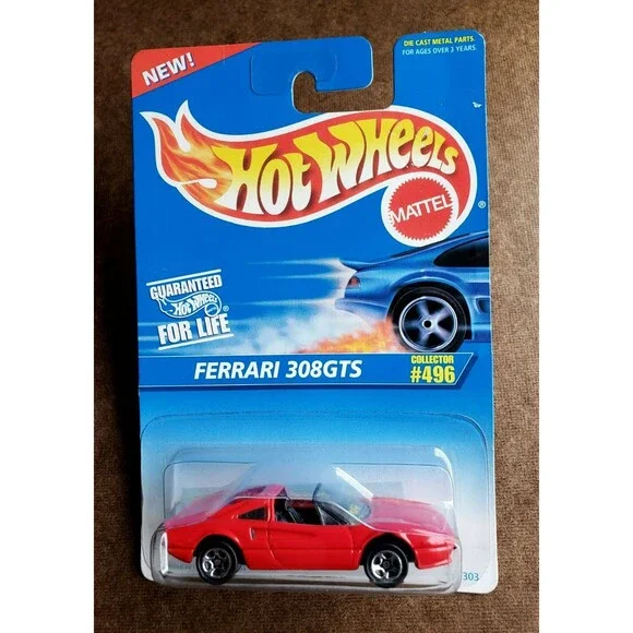 1996 Hot Wheels FERRARI 308 GTS CORGI RED MAINLINE SERIES #496 #16303 1:64 5-SP