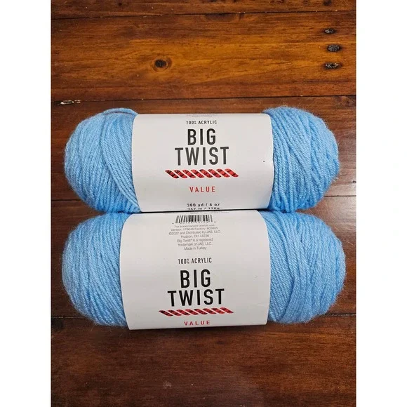 Big Twist Value 100 Percent Acrylic Yarn Cornflower Blue Medium Weight‎ 6 oz