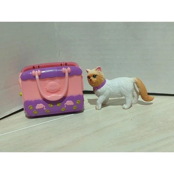 Barbie I Heart Pets Kitty Chic Cat Siamese white brown + pink purple carrier