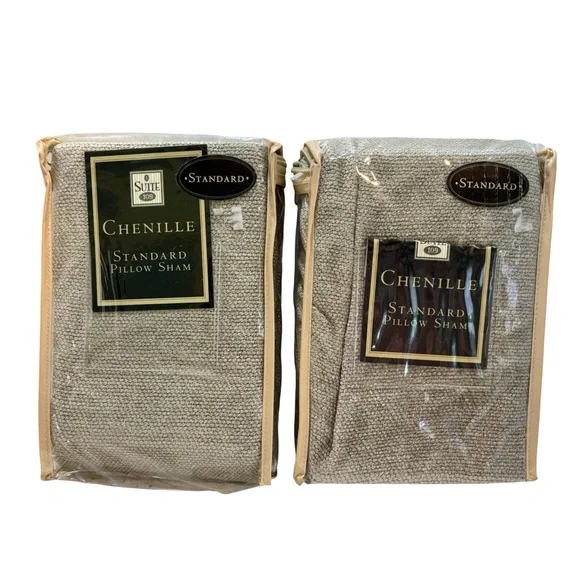 2 Chenille Standard‎ Pillow Shams - Sage Green