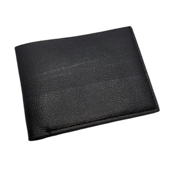 Wallet Mens Cowhide Embossed‎ Short Wallet Black
