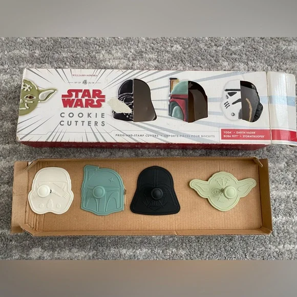 Williams-Sonoma Star Wars cookie cutters with box and recipe