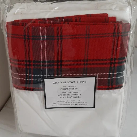 ***Williams Sonoma Tartan King Sheet Set