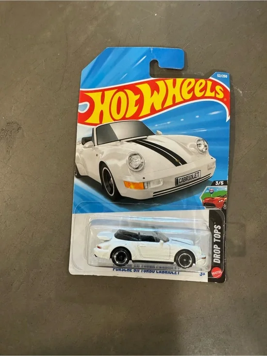 Hot Wheels Porsche 911 Turbo Cabriolet Toy Car w/ black stripes- Collectable!!