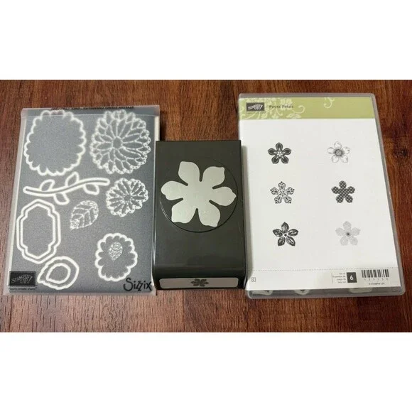 Stampin Up Petite Petals Stamps Stylish Stems Thinlits And Flower Punch Bundle