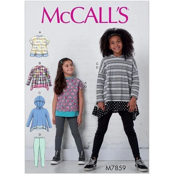 McCall's Sewing Pattern 7859 Pants Leggings Tops Hoodie Child Girls Size‎ 3-6