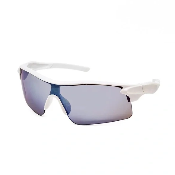 NWT - Kids Sports Wrap White Frame Blue Mirror Lens Sunglasses