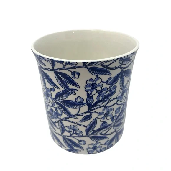 Williams Sonoma Burgess & Leigh Utensil Holder Canister Blue Prunus Pattern