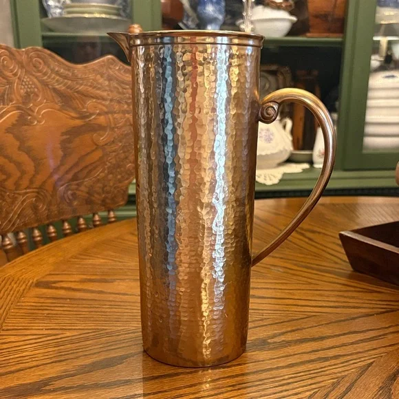 Williams Sonoma Antiqued Brass Hammered Pitcher