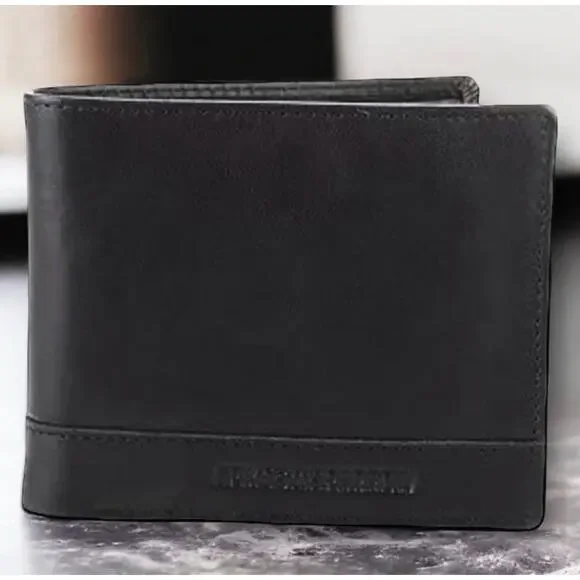 Spikes and Sparrow Alexander Black Leather RFID Billfold Credit Card Wallet