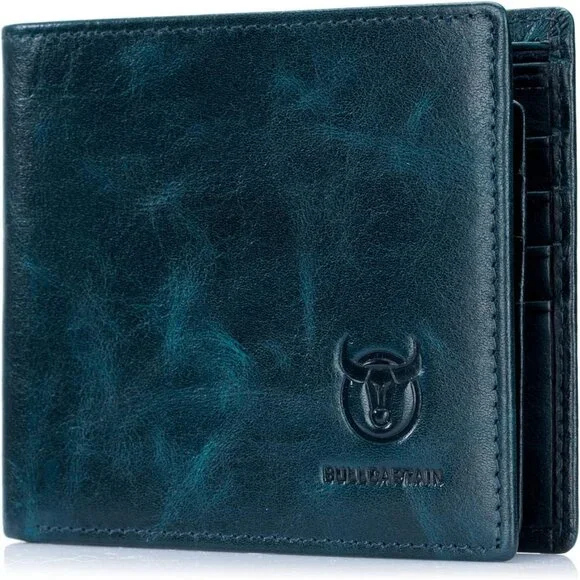 Wallets for Men Slim Bifold Genuine Leather Front Pocket Wallet with 2 ID Window