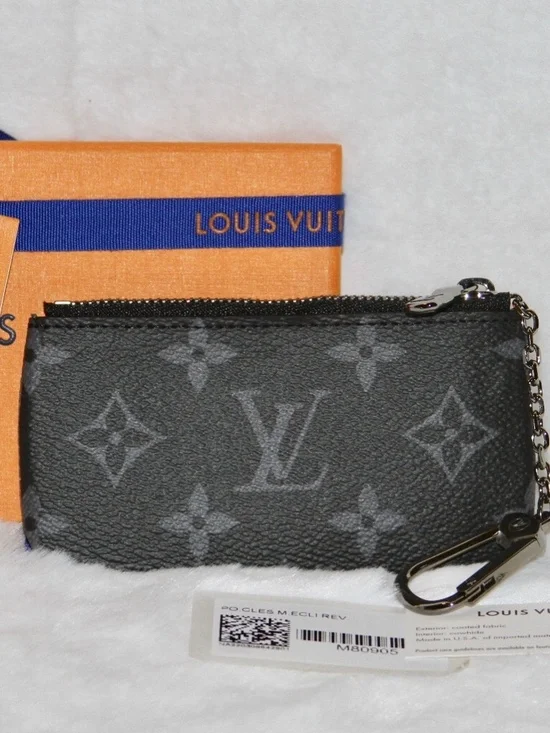 LOUIS VUITTON Pochette Cles Key Pouch Monogram Eclipse Reverse Purse Card Wallet