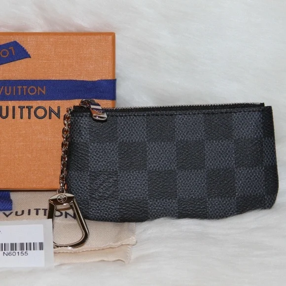 NWT LOUIS VUITTON Pochette Cles Key Pouch Black and Gray Damier Graphite