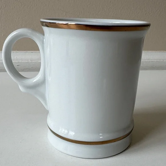 Williams Sonoma Monogram 'S' White Ceramic Mug with Gold Trim