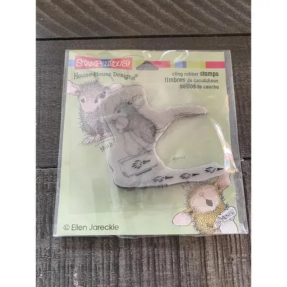 House Mouse Monica Making Prints 2014 cling on stamp