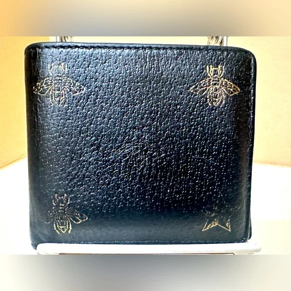 GUCCI Bee & Star Bifold Wallet Black leather