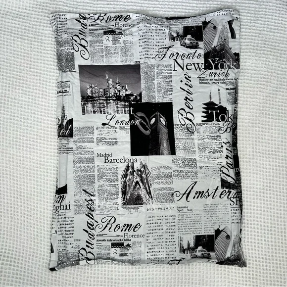 Passport Travel-Themed Black and White Pillowcase