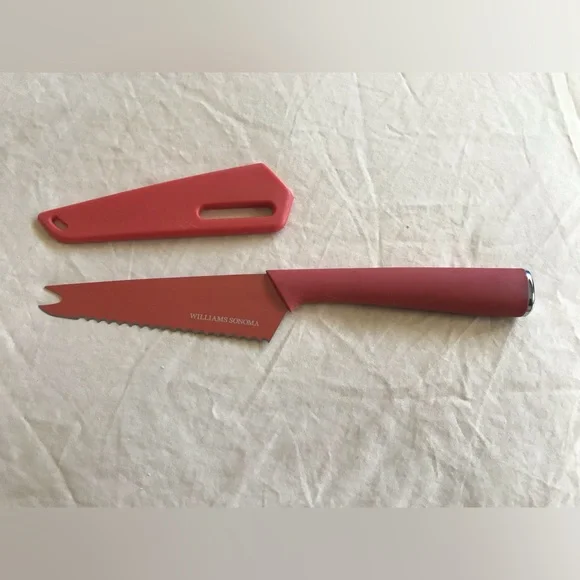 Williams Sonoma Red Serrated Cheese Knife with Matching Sheath