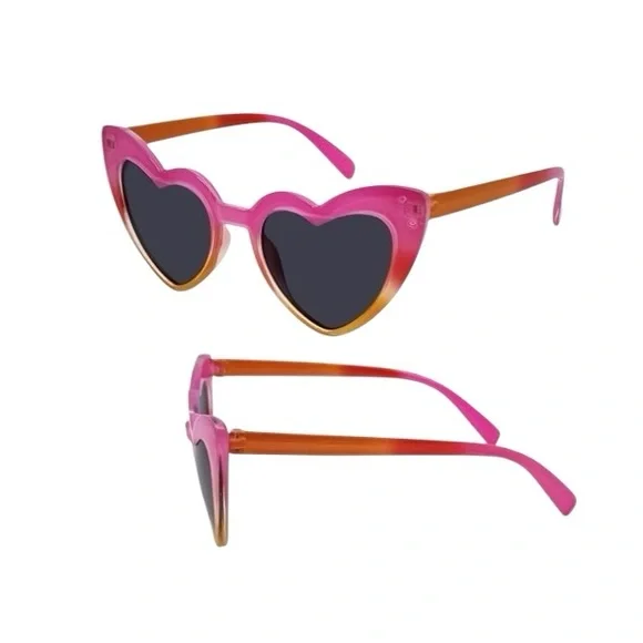 Heart Shaped Full Rim Pink Orange Yellow Frame Sunglasses