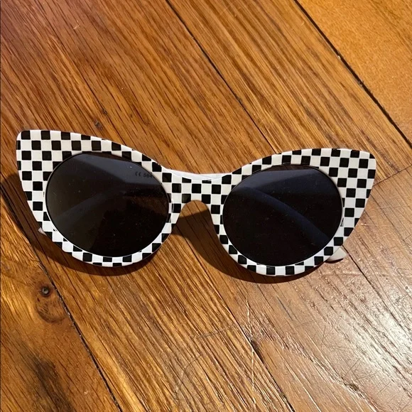 Source Unknown Black and White Checkered Kids Sunglasses