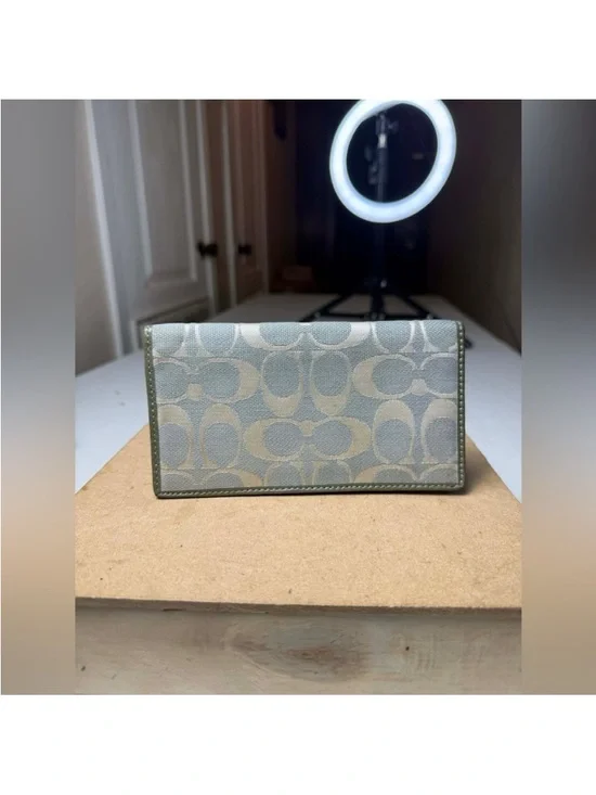 Vintage Coach Checkbook Leather Wallet Cosmetic Wristlet Various damaged