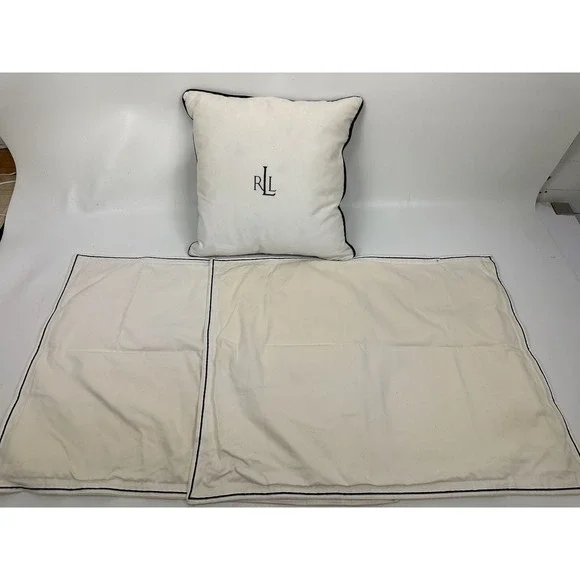 Lauren Ralph Lauren Pillow Shams and‎ Throw Pillow Made In USA White Blue