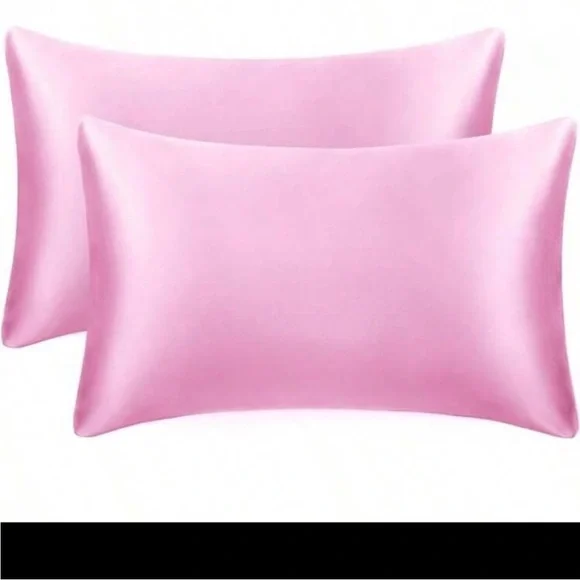 Pink Satin Queen Pillowcases Set of 2