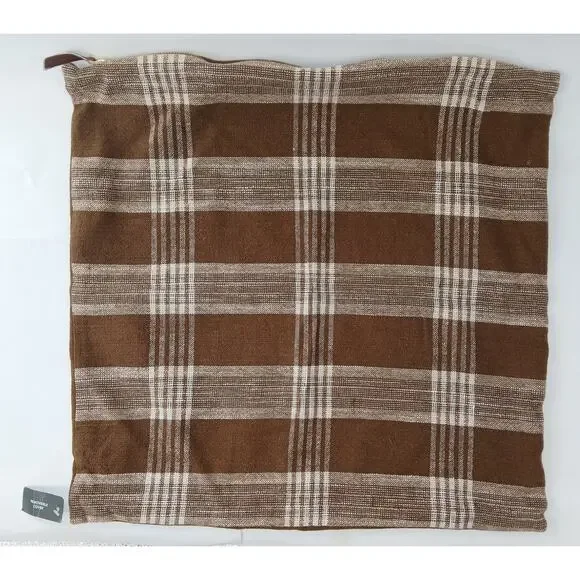 Threshold Studio McGee Linen Blend Toss Pillow Cover Brown Check Plaid 20