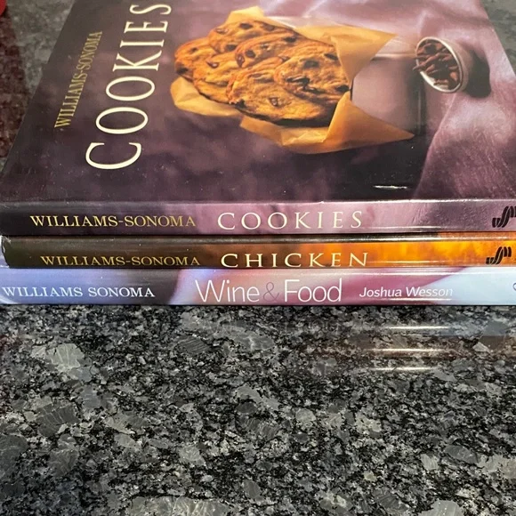 Williams Sonoma Cookbook Trio - Purple, Gold, Blue - 3 Cookbooks