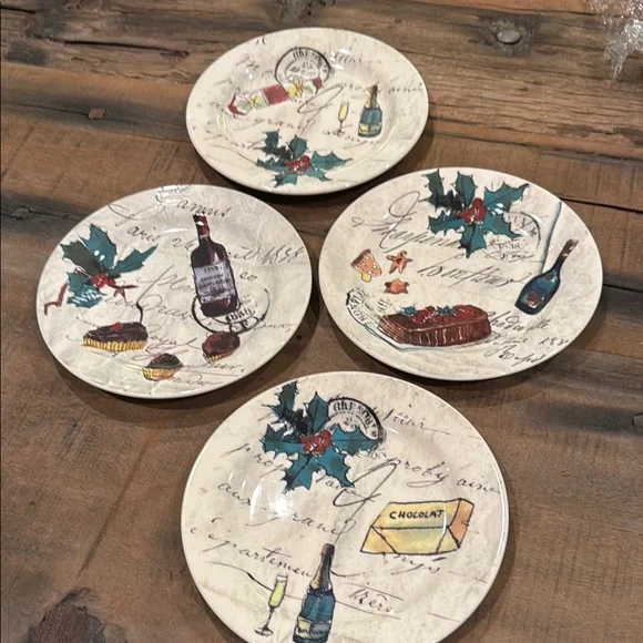 Set of 4 Holiday Themed Decorative Plates Set by Williams & Sonoma